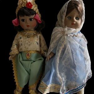 Vintage 1970's Set of 2 Madame Alexander Small Dolls (India & Thailand)